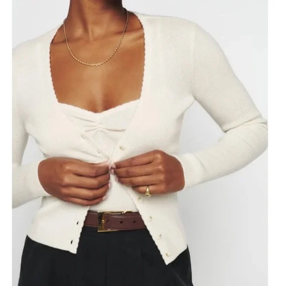 Reformation Ava Cashmere Tank & Cardigan Set Small